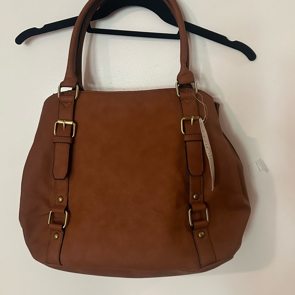 Minicci Camel Brown leather Shoulder Bag with Gold Hardware